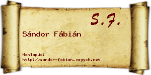 Sándor Fábián névjegykártya